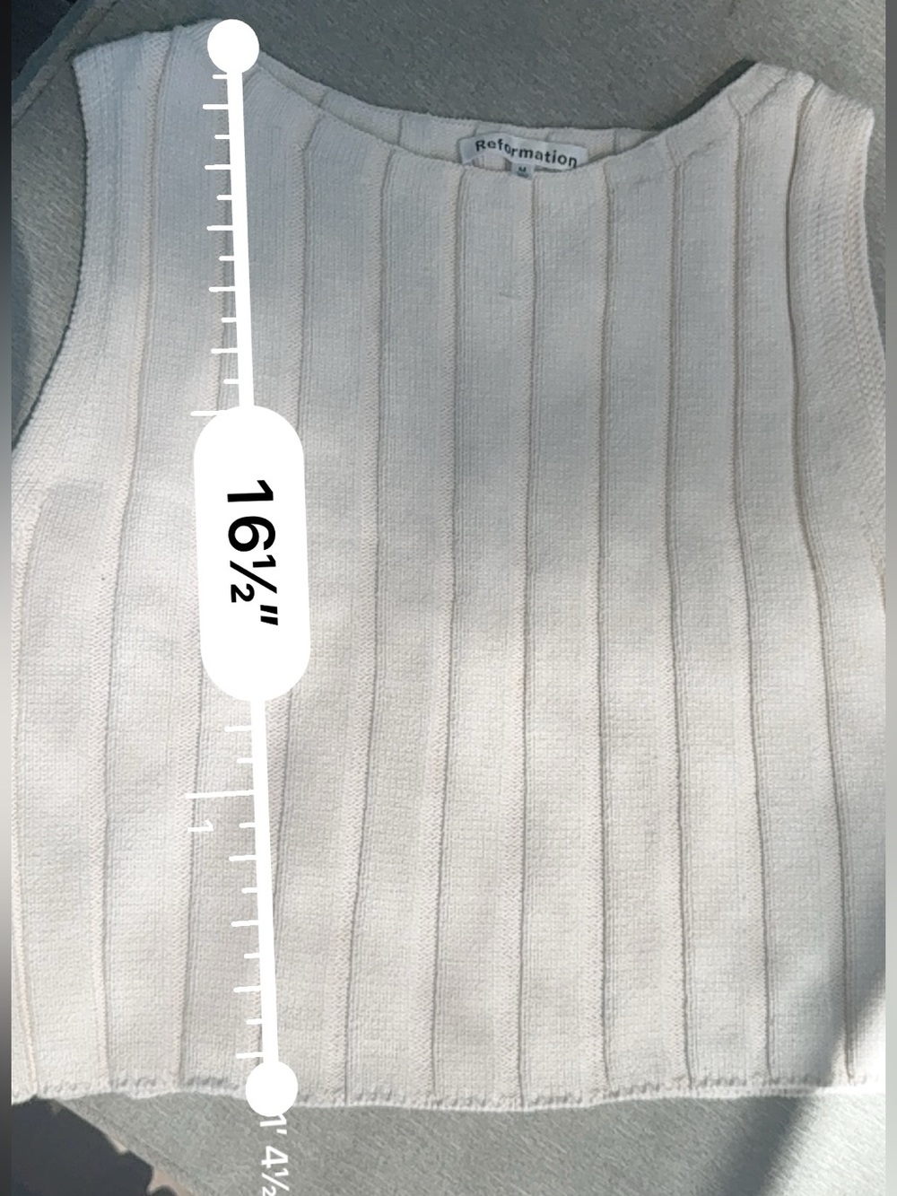 Reformation Callie cotton rib knit top M white cream - Picture 4 of 5